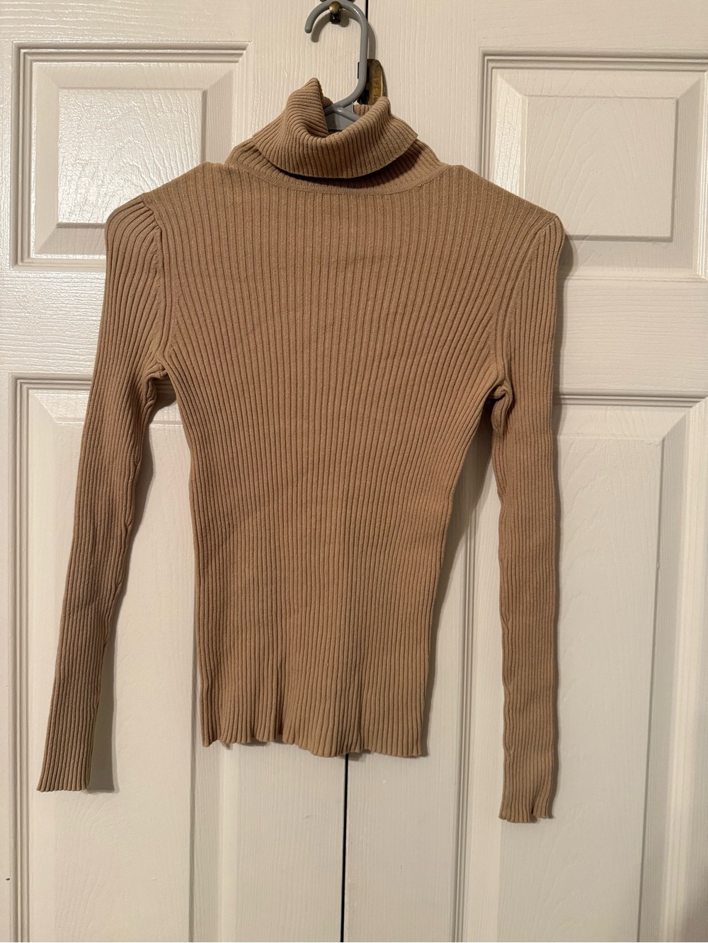 Express Ribbed Camel Turtleneck Sweater
